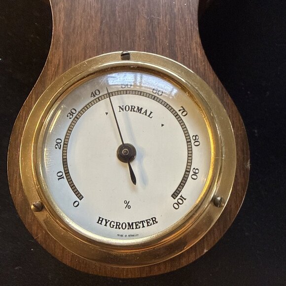 Vtg Western Germany Barometer Thermometer & Hygrometer Wood Wall Weather Station - Picture 4 of 8